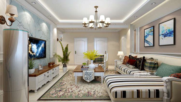 124平米现代美式三居，化繁为简的别样美家-客厅效果图及设计说明