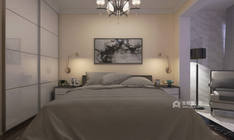 135平米现代简约主义，气质出众的温暖美家-卧室效果图及设计说明