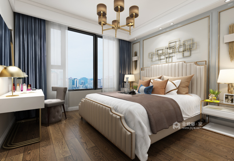 石膏线条的精致现代美家-卧室效果图及设计说明