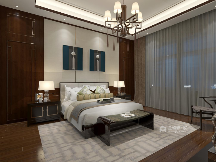 透露着文化底蕴的新中式-卧室效果图及设计说明
