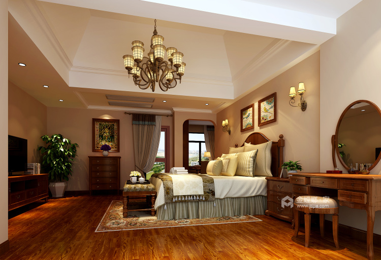 经典的美式风格，古典温馨-卧室效果图及设计说明