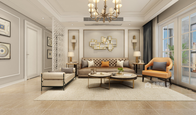 石膏线条的精致现代美家-客厅效果图及设计说明