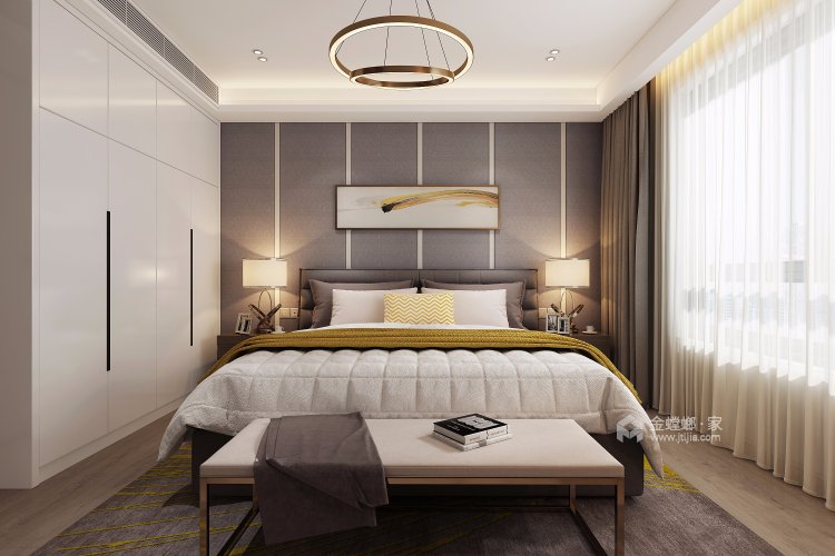 120平现代简约三居 非常简单质感非凡-卧室效果图及设计说明