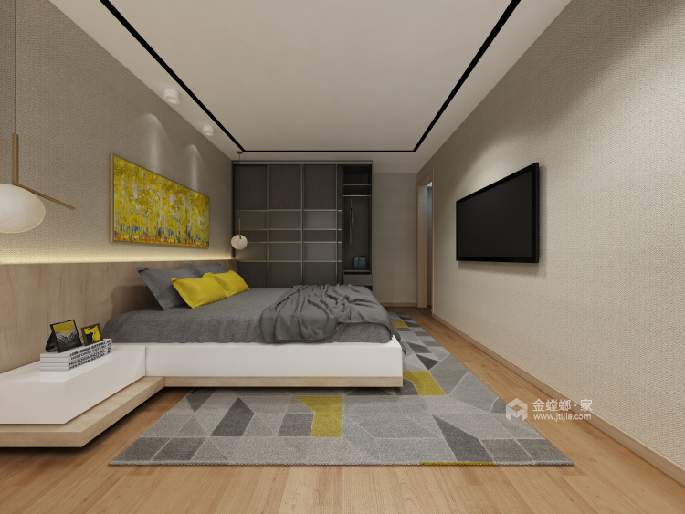 简练干净的40平小复式-卧室效果图及设计说明