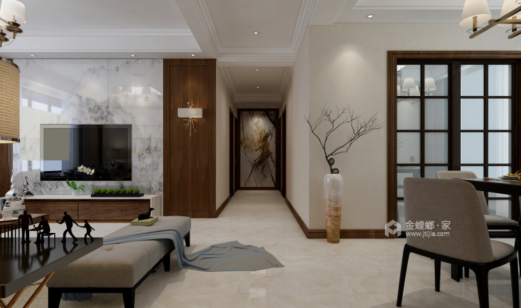 龙之光140平三室简洁明快现代风格-客厅效果图及设计说明