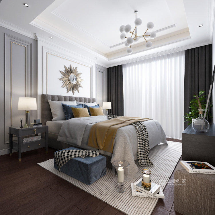 134㎡优雅美式之家，散发别样的浪漫气息-卧室效果图及设计说明