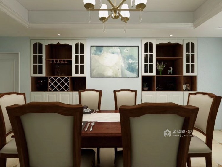 142平浅咖色简约美式风 品质生活的体现-餐厅效果图及设计说明