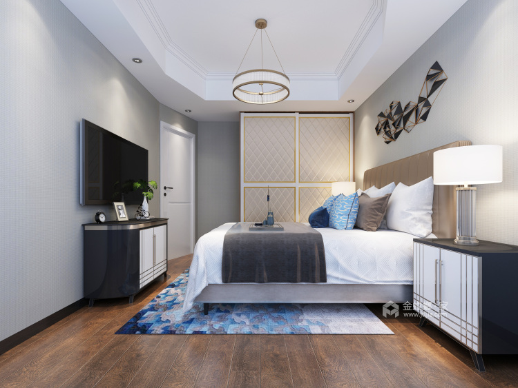 东方风格点缀的现代简约设计，大气卓绝-卧室效果图及设计说明
