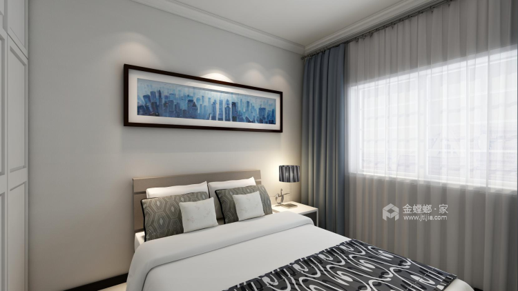 白色铺陈新中式风格，传统与时尚兼顾-卧室效果图及设计说明