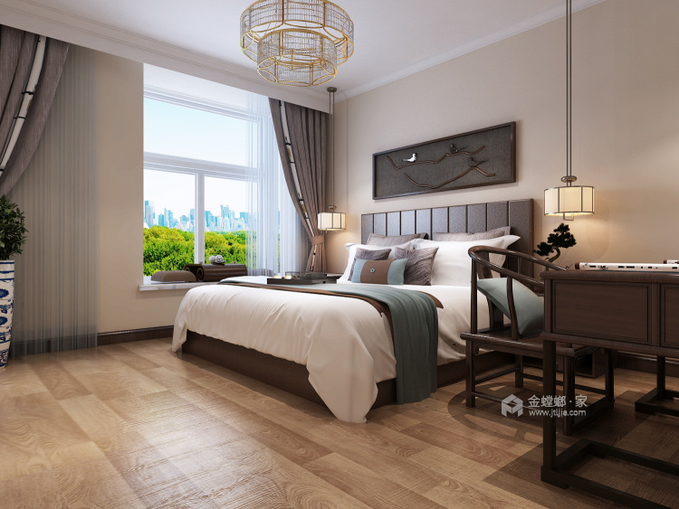 230平大气禅意新中式，素净雅致-卧室效果图及设计说明