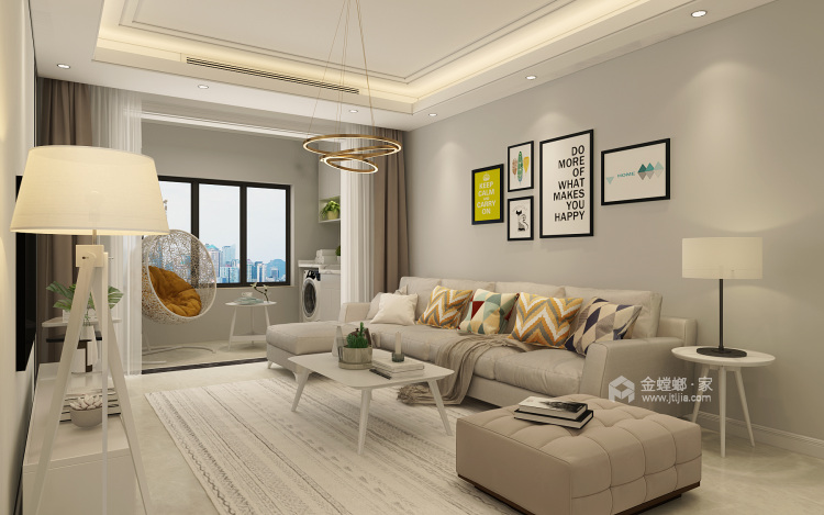 137平现代四居，精装房升级温馨豪宅-客厅效果图及设计说明