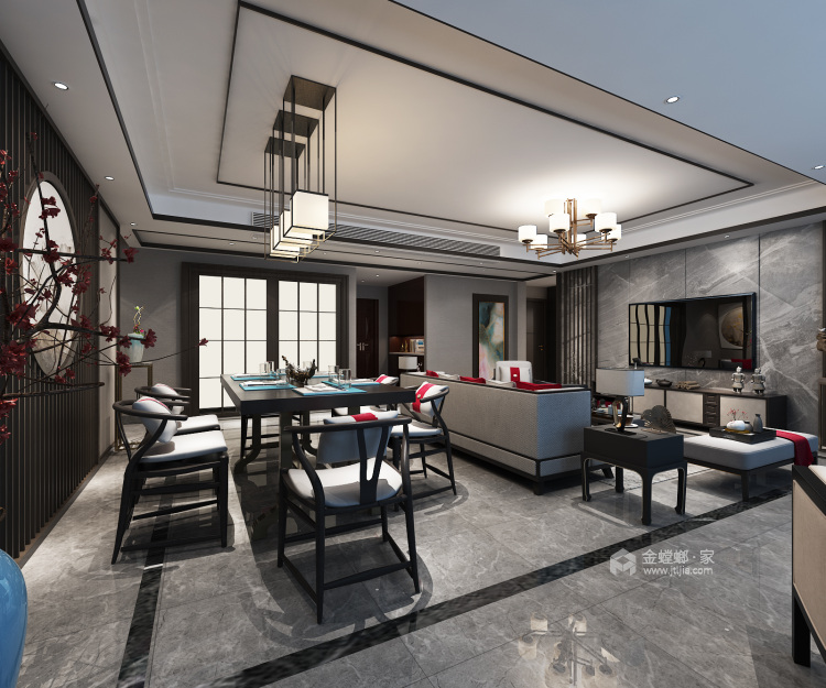 170平质感四室 沉稳木色显中式魅力-餐厅效果图及设计说明