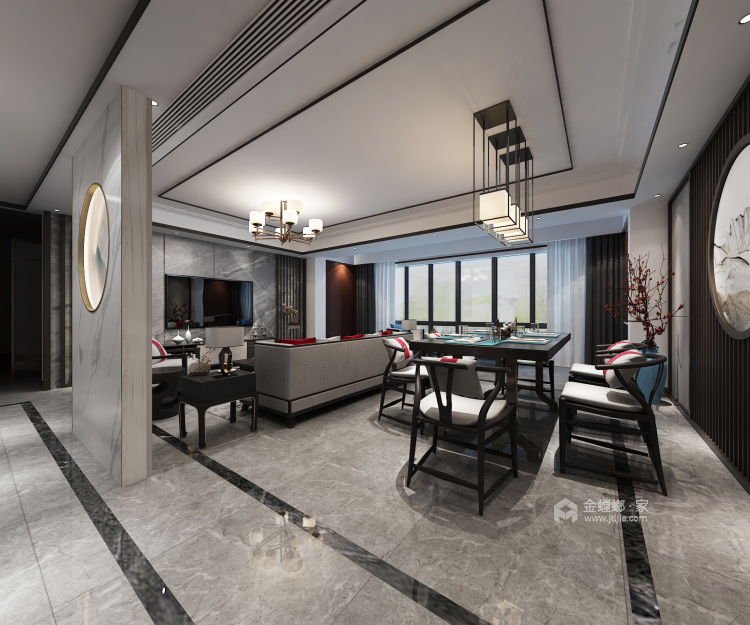 170平质感四室 沉稳木色显中式魅力-餐厅效果图及设计说明
