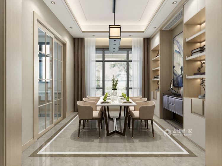 260平新中式别墅，木质精致魅力-餐厅效果图及设计说明