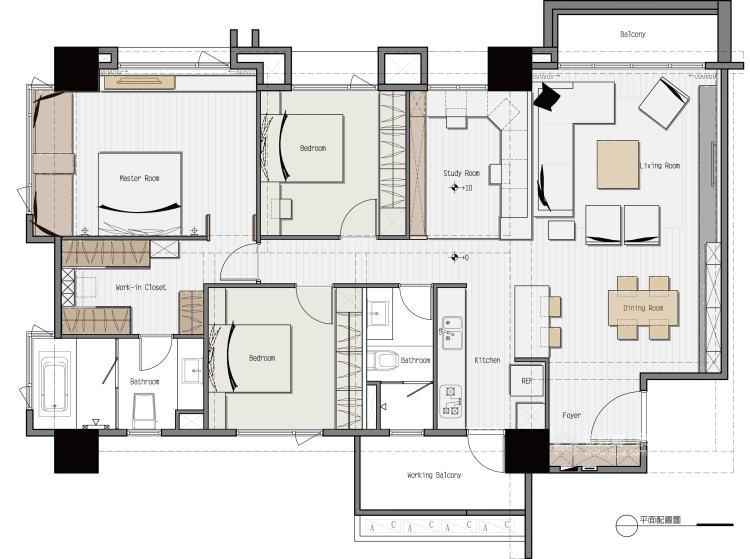 170平日式三室 空间意境与收纳兼具-平面设计图及设计说明