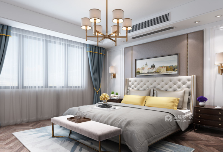 层次感与品质感兼备，127平现代风格-卧室效果图及设计说明