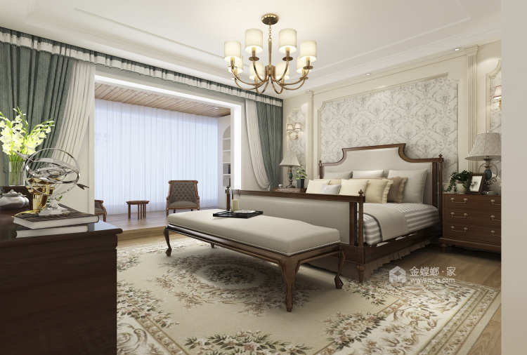 155平米轻奢美式三居 华丽温馨自然舒适-卧室效果图及设计说明