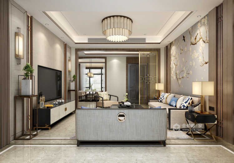 260平新中式别墅，木质精致魅力-客厅效果图及设计说明