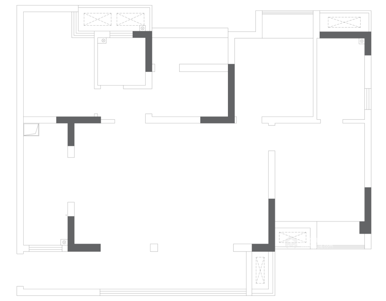 108平现代简约三室 高级感中性色空间-业主需求&原始结构图