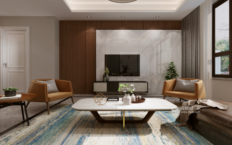 175平自然舒适家 收纳充足实用高-客厅效果图及设计说明