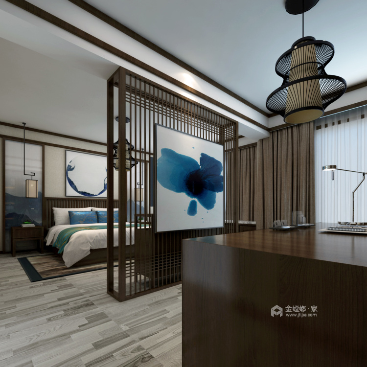 180㎡的新中式大宅，优雅有气质-卧室效果图及设计说明