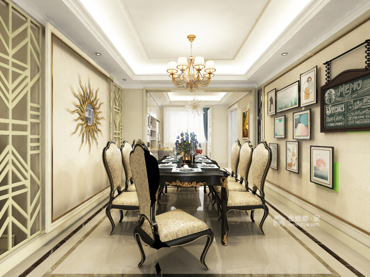 220平四室，浅色欧式装修太迷人-餐厅效果图及设计说明