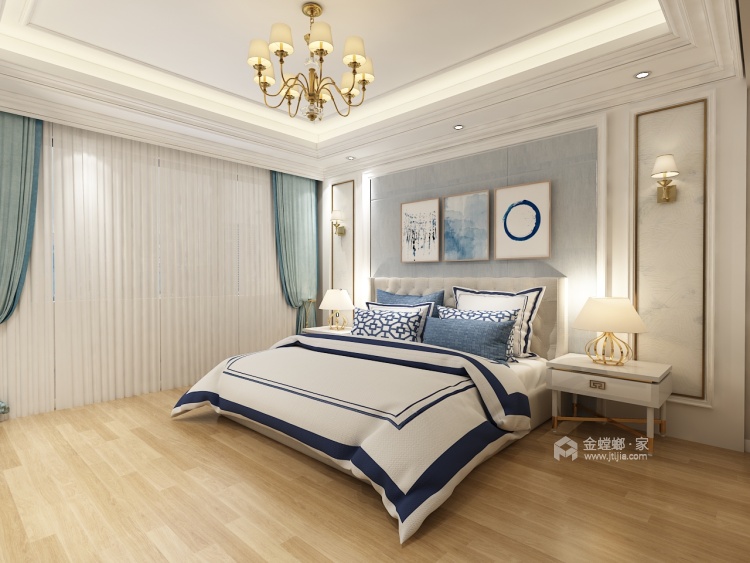 220平四室，浅色欧式装修太迷人-卧室效果图及设计说明