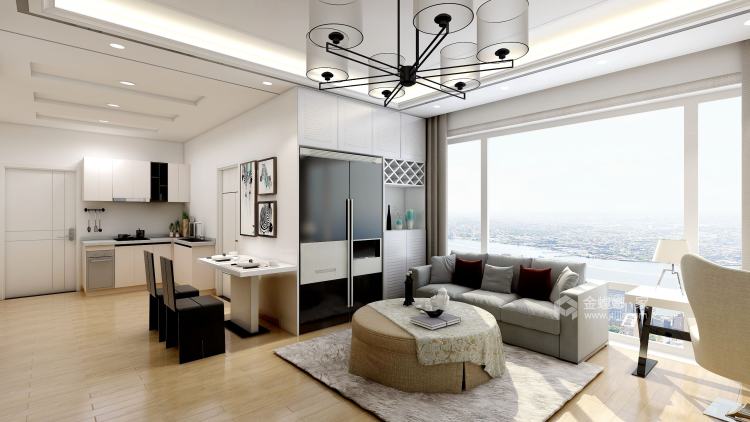 68平米小家装出高级感，公寓也能这么装-客厅效果图及设计说明