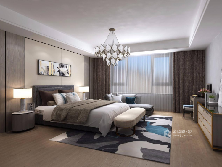 五口之家的现代风格，美观、舒适、实用-卧室效果图及设计说明