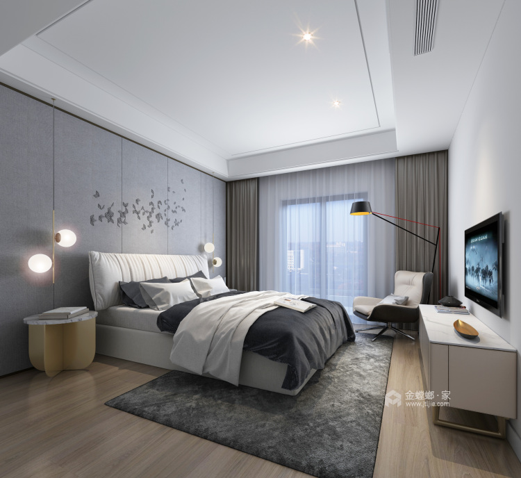 巧妙的色彩搭配打造高品质现代风-卧室效果图及设计说明