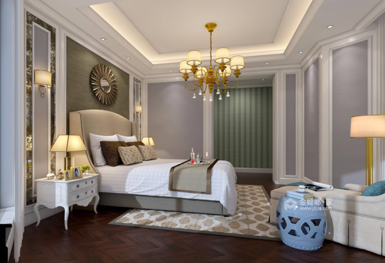 98平现代简约美式风格，清爽和谐-卧室效果图及设计说明