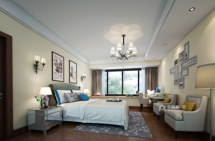 雅居乐蔚蓝252平新中式风，沉稳优雅-卧室效果图及设计说明