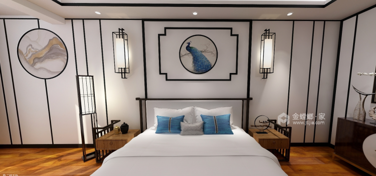 给你这样的中式浪漫美家-卧室效果图及设计说明