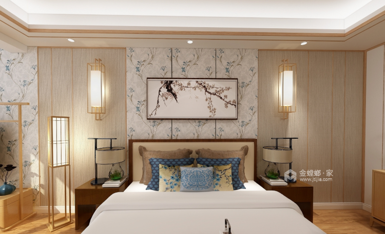 江山一品新中式风格，韵味十足-卧室效果图及设计说明