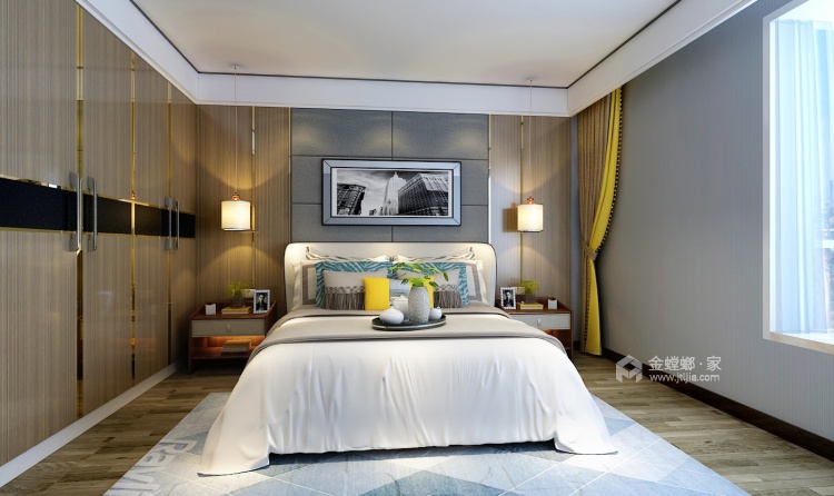 后现代混搭风 轻奢优雅的生活格调-卧室效果图及设计说明