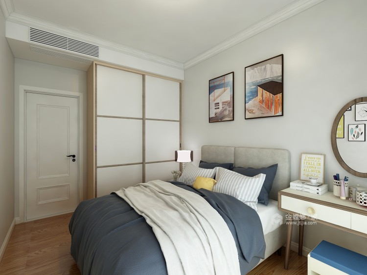 灰白打底的北欧风-卧室效果图及设计说明