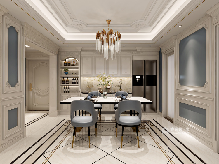124平轻奢质感欧式风格，演绎浪漫法式优雅-餐厅效果图及设计说明