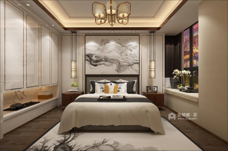 古朴新中式-卧室效果图及设计说明