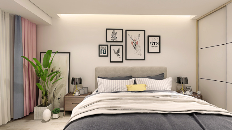 舒适温柔的北欧风-卧室效果图及设计说明