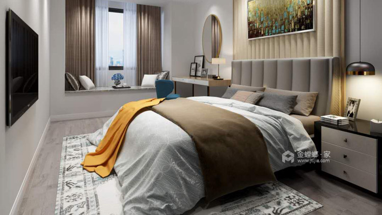 123平典雅庄重现代风格赏析-卧室效果图及设计说明