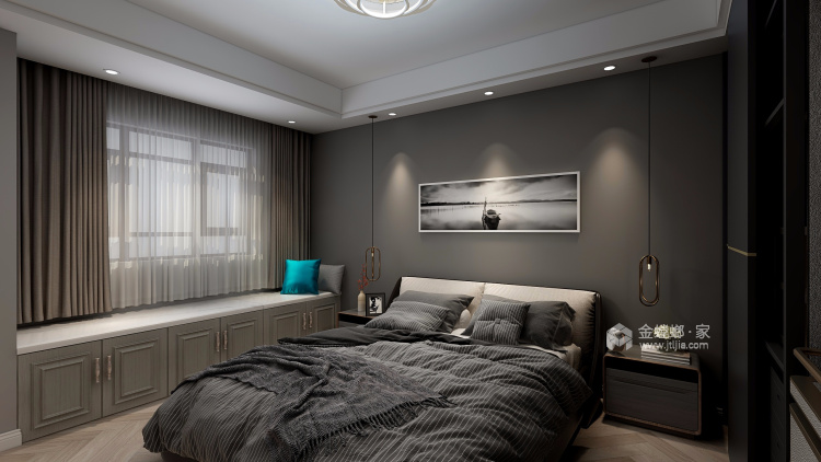现代风格之家，沉静优雅-卧室效果图及设计说明