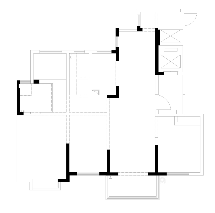 卡座：补充厨房的储物空间-业主需求&原始结构图