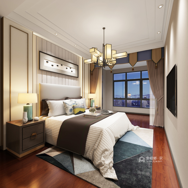 古典与现代交织，189平新中式之美-卧室效果图及设计说明