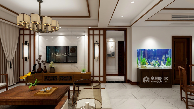 雅致新中式，大平层的选择-客厅效果图及设计说明