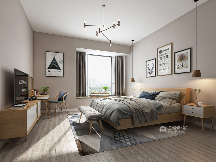 130m²现代风三居室，清新、个性的家-卧室效果图及设计说明