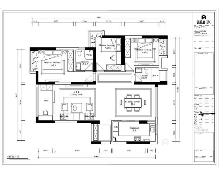130m²现代风三居室，清新、个性的家-平面设计图及设计说明