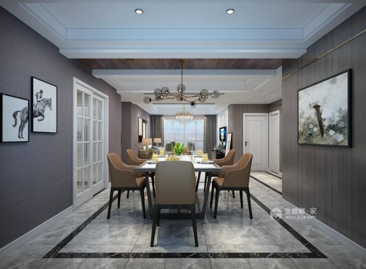 130m²现代风三居室，清新、个性的家-餐厅效果图及设计说明