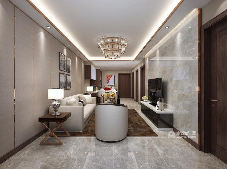 95平华业玫瑰东方装修案例-客厅效果图及设计说明