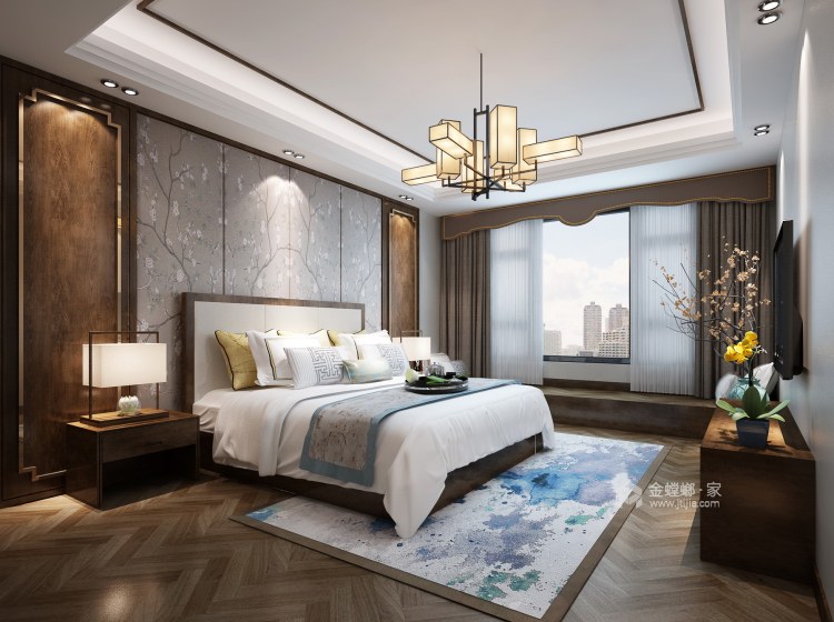 在新中式风格的家里 邂逅素心向阳的生活~-卧室效果图及设计说明