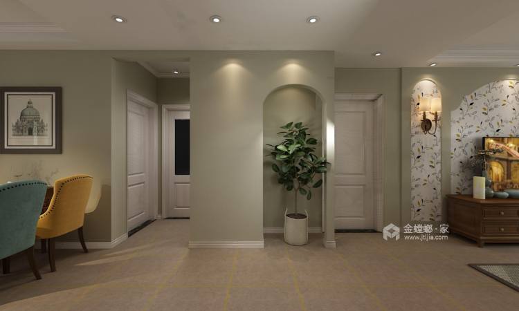 136平美的罗兰春天美式风格装修案例-客厅效果图及设计说明